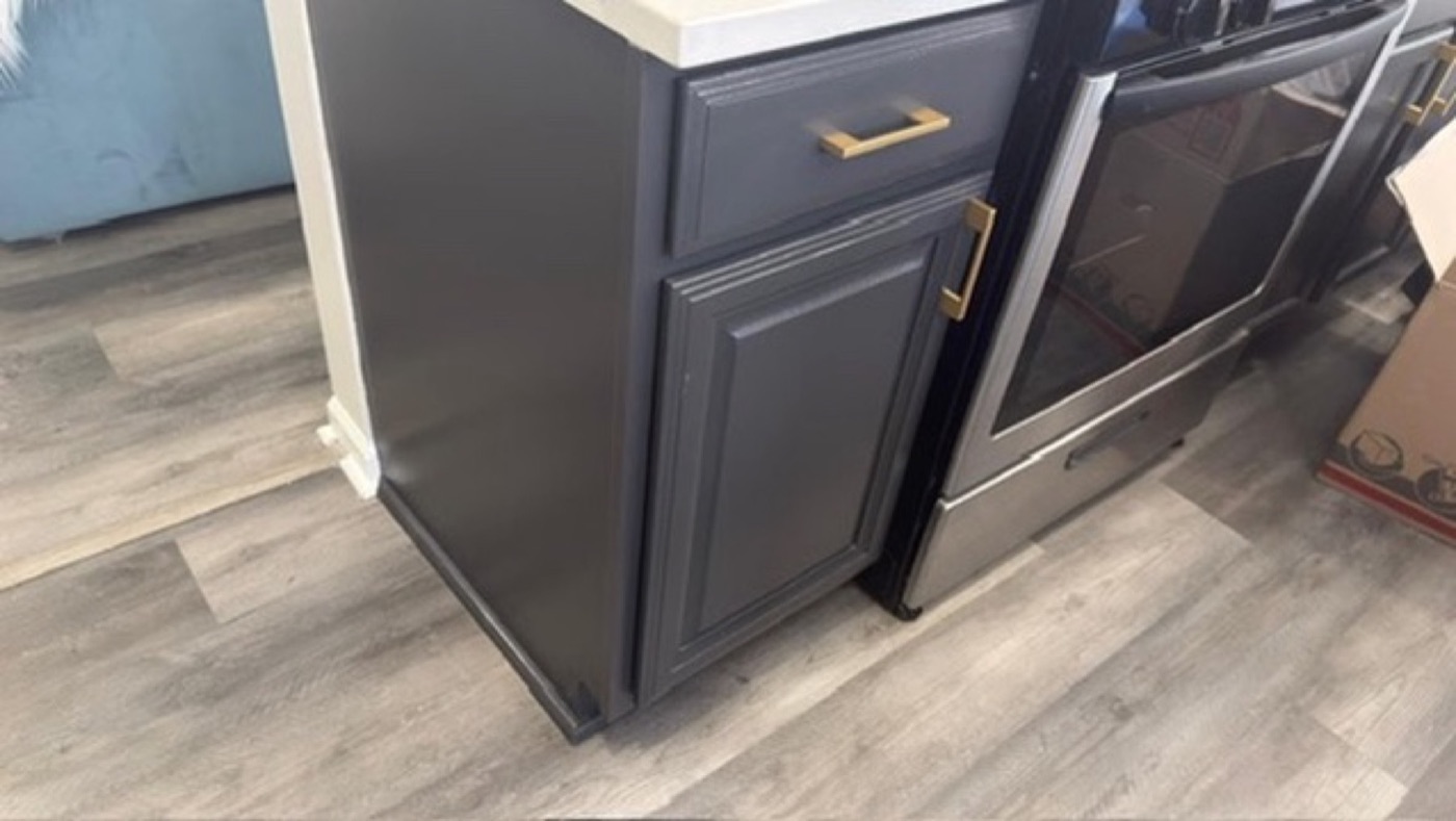 Gray kitchen cabinets, after