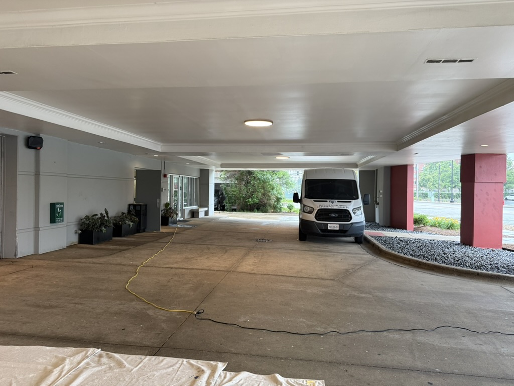 Commercial canopy ceiling repair and repaint, project photo 4