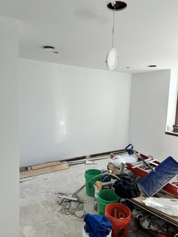 Drywall remodeling & interior transformation, Preparation · Room in progress