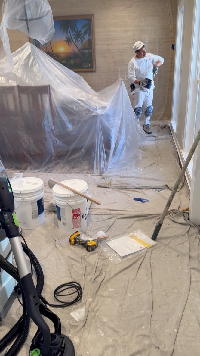 Geneva whole-home repaint · Benjamin Moore, Process · Furniture and floor protection