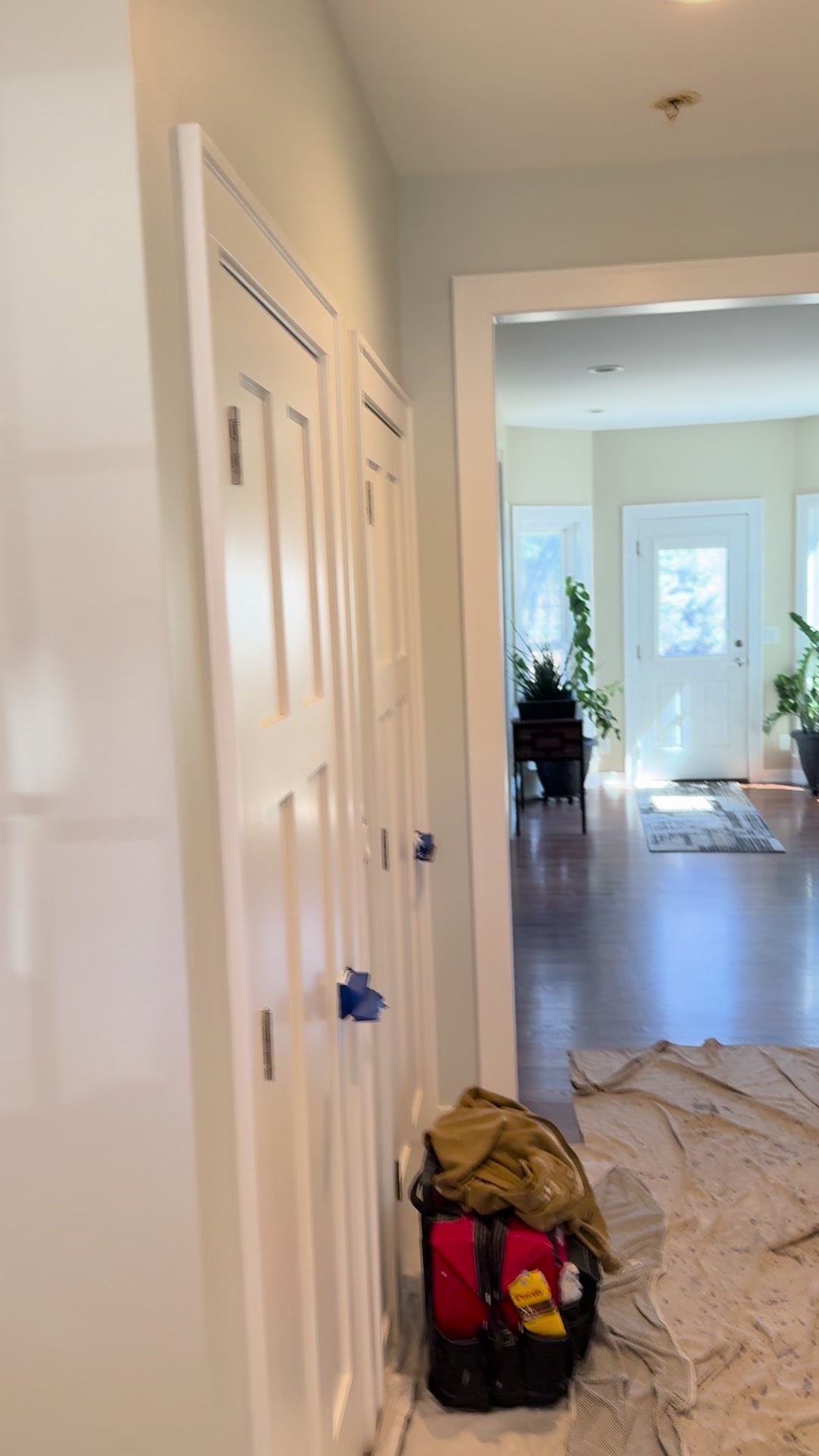 Geneva whole-home repaint · Benjamin Moore, From our project video · Hallway doors and trim during the repaint