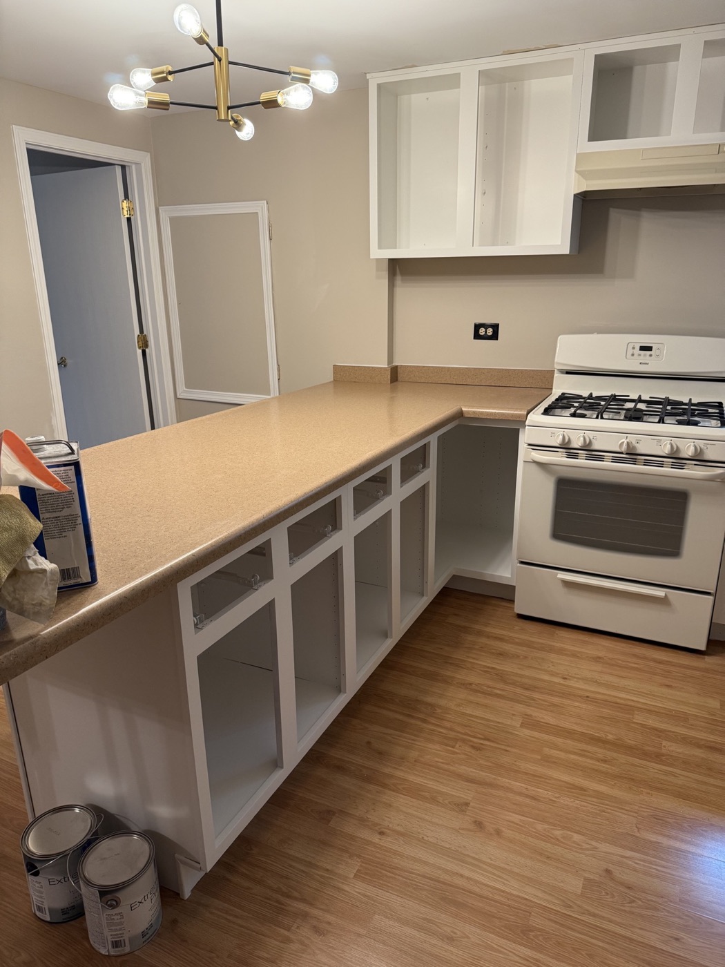 White kitchen cabinet refinishing, project photo 6
