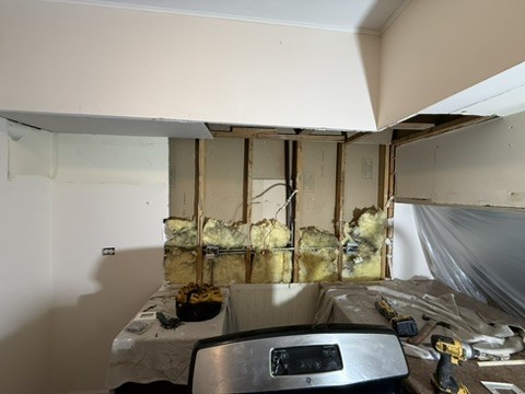 Kitchen Interior Restoration, Preparation · Exposed kitchen wall and opening
