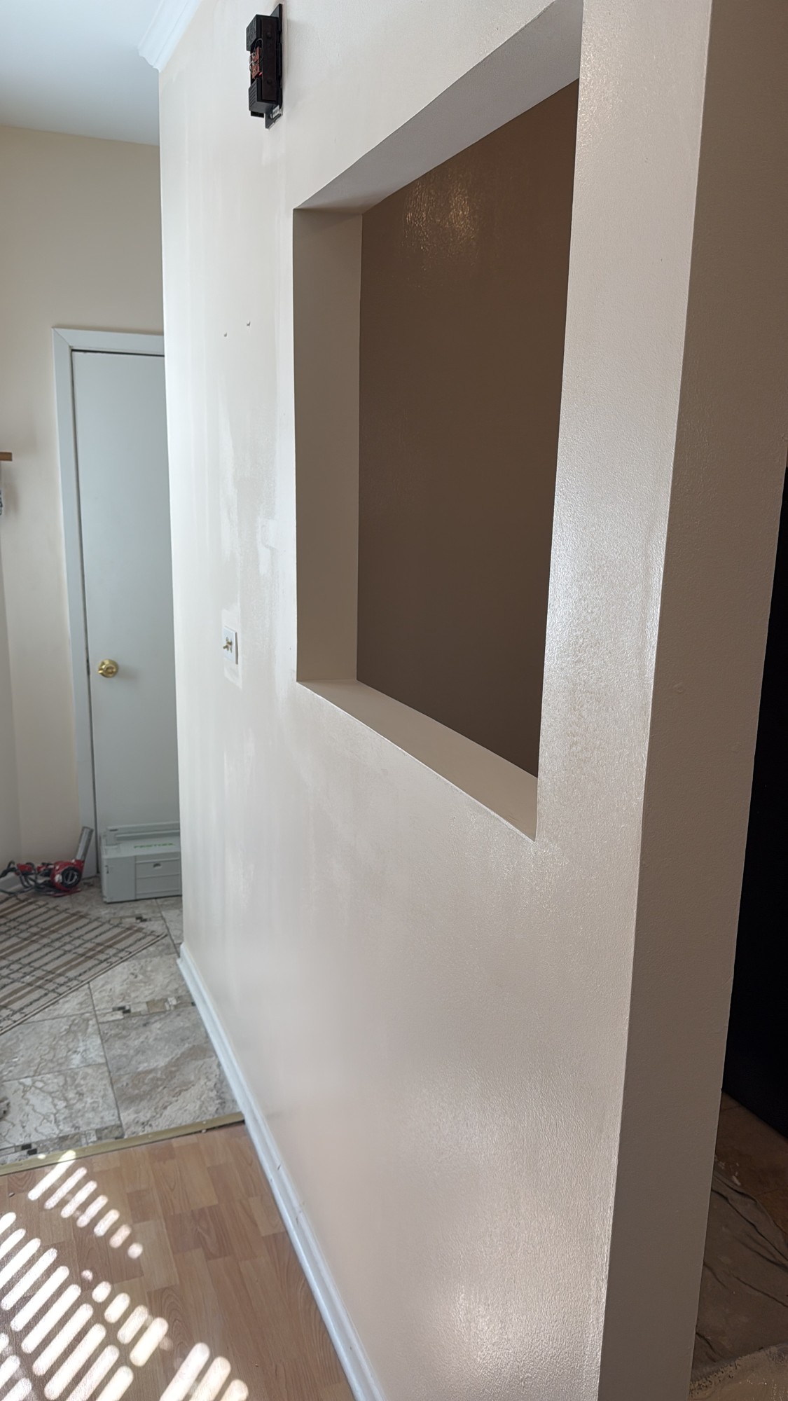 Kitchen Interior Restoration, In progress · Finishing the pass-through edges