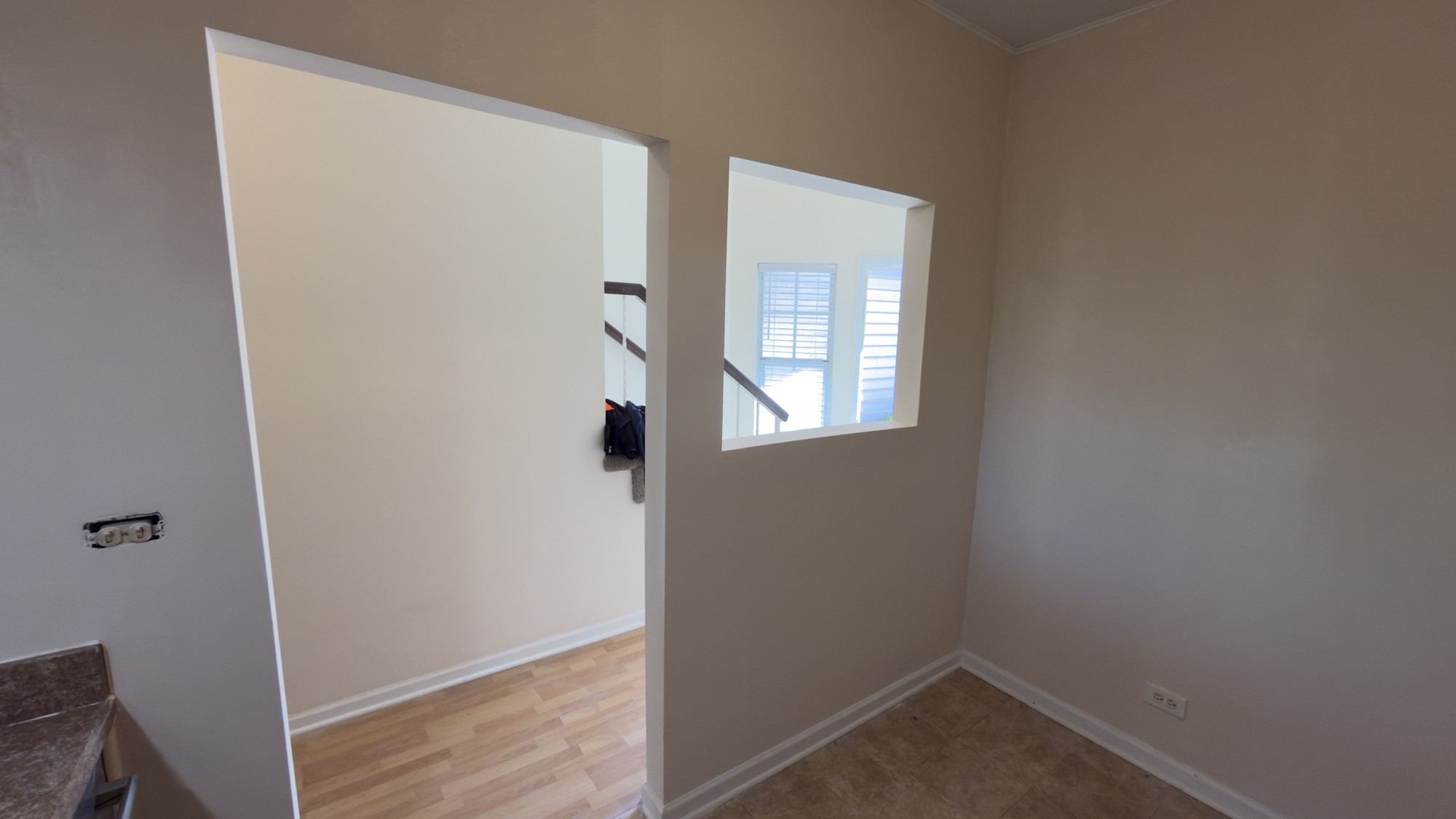 Kitchen Interior Restoration, Paint finish · Adjoining wall and clean opening edges