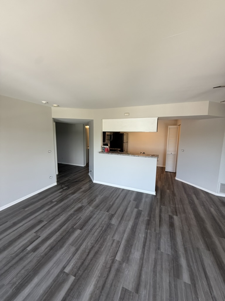Mark apartment refresh · Classic to modern, Paint finish · Open living area and kitchen pass-through