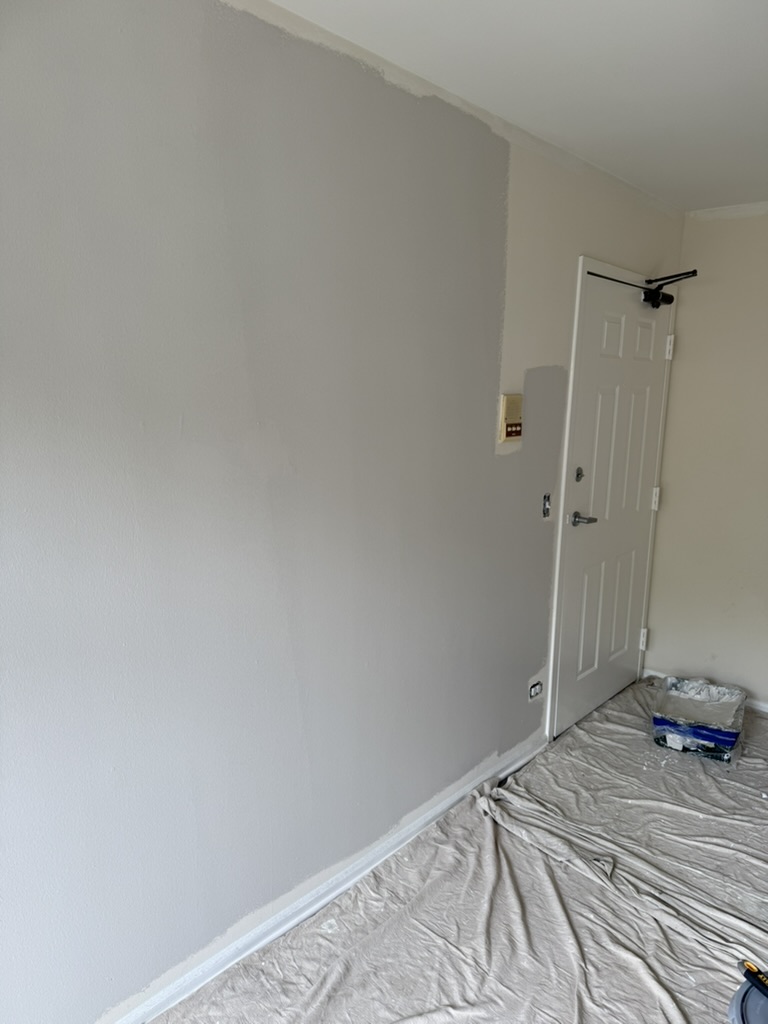 Mark apartment refresh · Classic to modern, In progress · Updated wall color at the entry