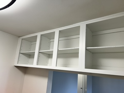 Monroe apartment cabinets · Pure White, Process · Doors removed